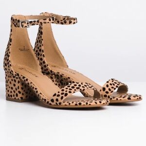 Harlow Boathouse Animal Print Faux Suede Low Block Heel Strappy Sandals